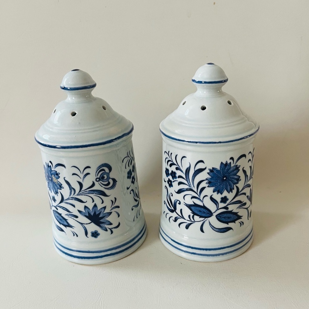 Ceramic Blue Floral Salt and Pepper Shaker Set